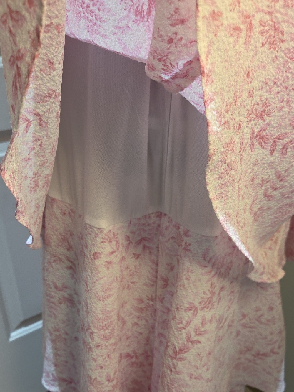 Nwot Medium Mine Pink Tiered Floral Ruffle Dress - Picture 7 of 17